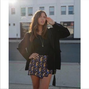 NWT Zara Printed Mini Skirt asymmetric hem blue